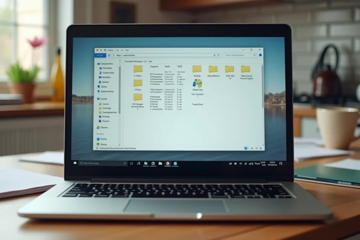 Explorateur de fichiers Windows 10 affichant le dossier ESD caché sur un ordinateur portable